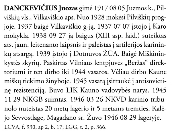 Juozas-Danckevičius-Danskevičius „Lietuvos kariuomenės karininkai 1918–1953“, 3 t., 27 p.